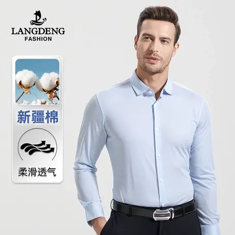 浪登男士长袖衬衫2023四季新款易打理商务正装通勤上班工装衬衣男商品大图