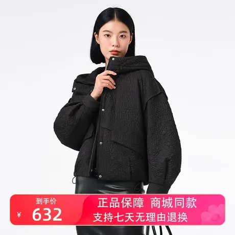 坦博尔羽绒服女2023新款冬短款轻薄连帽鹅绒保暖加厚外套TB233328商品大图