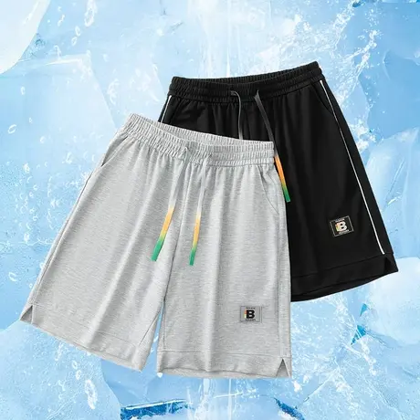 休闲短裤子男士夏季运动五分裤冰丝弹力凉感沙滩裤直筒宽松速干裤图片