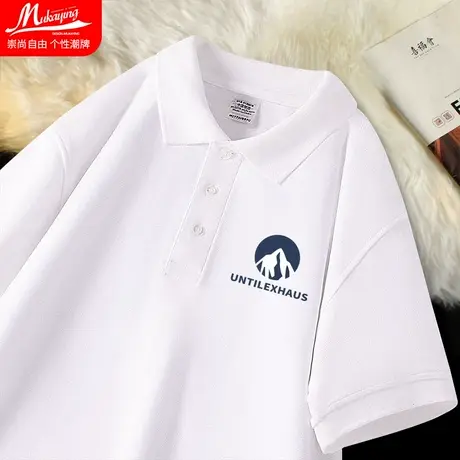 男士短袖Polo衫美式英伦休闲翻领半袖珠地棉商务重磅潮流夏季上衣商品大图