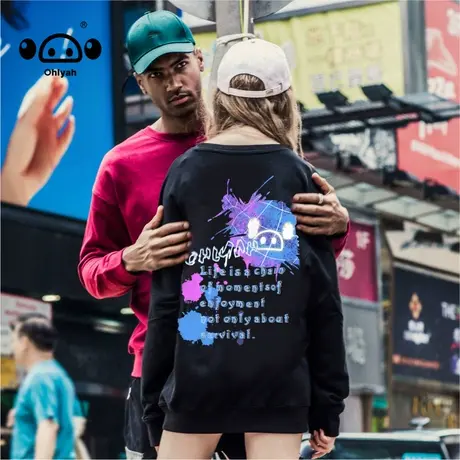 圆领纯棉情侣装小猪卫衣女秋季超火2023春秋潮牌小众印花宽松长袖商品大图