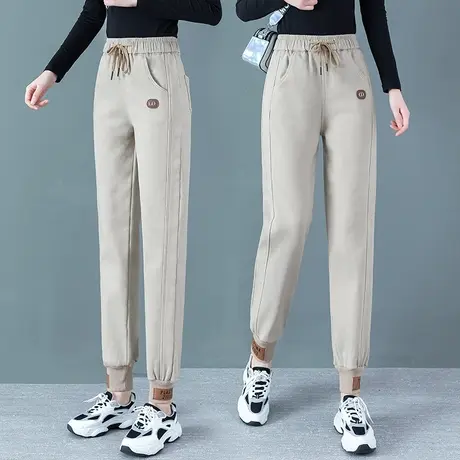 网红休闲裤女春秋季2023年新款洋气束脚卫裤高腰宽松哈伦老爹裤子图片