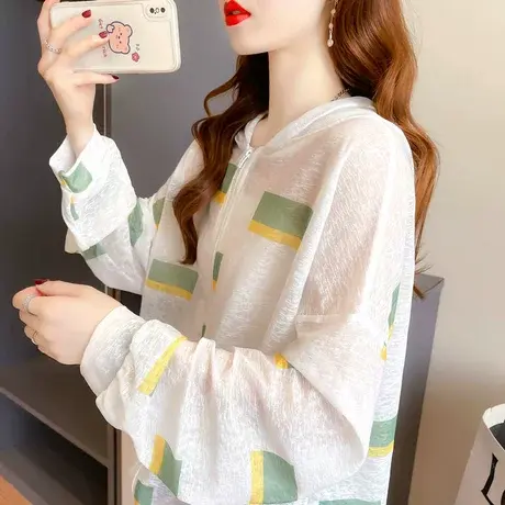 户外透气防晒衣女夏季韩版宽松大码薄款冰丝凉感防晒服外套空调衫图片