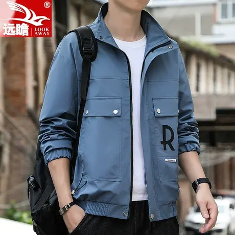 远瞻男士夹克春秋帅气百搭休闲潮流上衣2023秋季新款工装立领外套商品大图