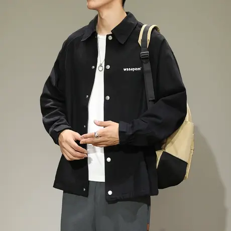 2021春秋潮牌工装外套男ins宽松大码上衣褂子韩版潮流衣服夹克男商品大图
