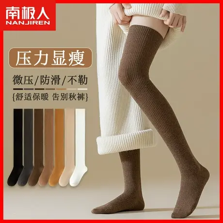 过膝袜女秋冬纯棉jk大腿袜子显瘦黑色长筒袜半截护膝防滑高筒袜TC图片