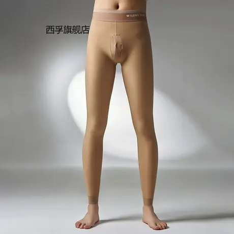 厚丝袜水光裤防勾丝光腿神器秋裤男紧身冬季保暖裤男士加绒打底裤图片