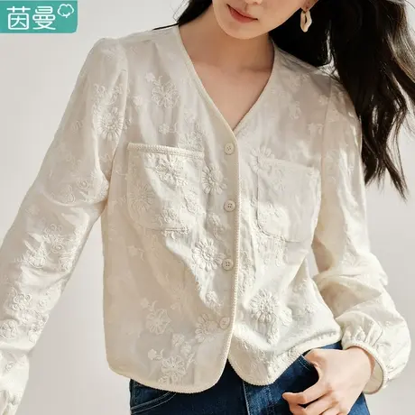 茵曼官方旗舰店法式衬衣女2024年春季新款宫廷风长袖衬衫上衣图片