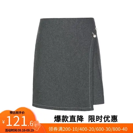 【艾格】不规则A字裙2023春秋新款修身气质时尚百搭显瘦女生短裙图片