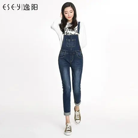 逸阳断码特价清仓高腰牛仔背带裤女九分大码显瘦磨破时尚连体裤潮商品大图