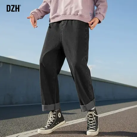 男士黑色牛仔裤男直筒宽松裤子潮流百搭2023新款休闲男裤长裤春夏商品大图