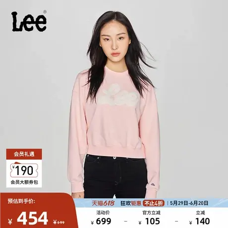Lee韩国设计舒适版圆领贴布大Logo女长袖卫衣休闲潮LWT010389207图片