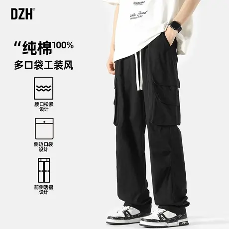 男士黑色纯棉工装裤男春季直筒宽松2025新款休闲百搭裤子美式长裤商品大图