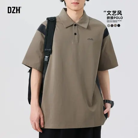 男士咖啡色短袖polo衫男美式夏季半袖2025新款休闲翻领t恤百搭潮商品大图