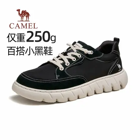 骆驼男鞋2025春季轻便软底舒适透气厚底系带通勤软底休闲布鞋男士商品大图