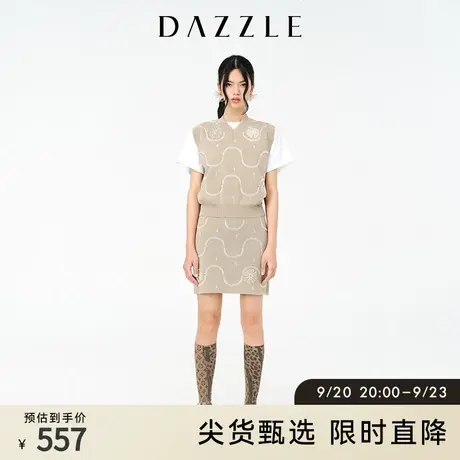 DAZZLE地素奥莱春季设计感小众上衣针织衫无袖马甲背心毛衣女商品大图