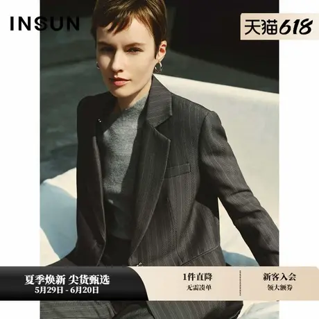 INSUN恩裳冬时尚设计感羊绒衫金丝针织衫图片