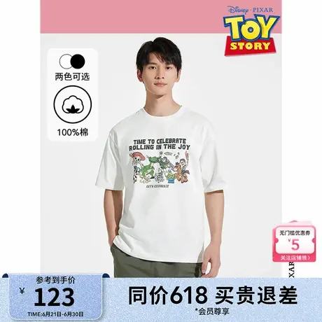 热风短袖T恤2025年夏季新款男士玩具总动员卡通印花短袖情侣上衣商品大图