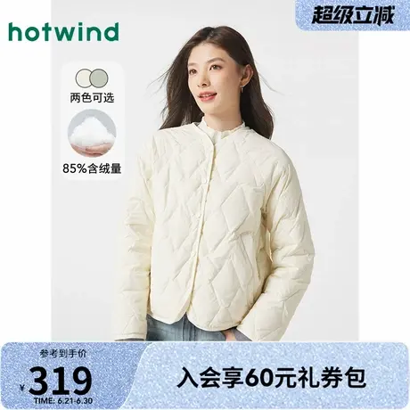 热风轻薄羽绒服女士2024年冬季新款通勤简约显瘦直筒V领羽绒服图片