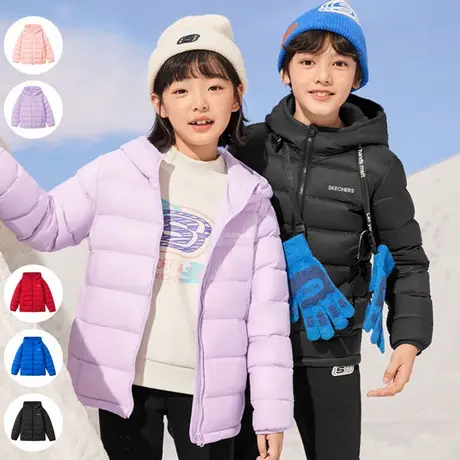 斯凯奇outlets童装男女童连帽三防羽绒服轻薄秋冬季新款儿童外套商品大图