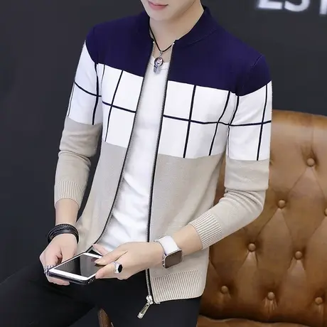 春秋季男士外套韩版潮流针织开衫修身帅气休闲秋装薄夹克青年衣服商品大图