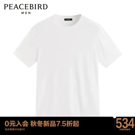 太平鸟男装 2023年夏季新款短袖纯色修身T恤男士上衣B1EED2145图片
