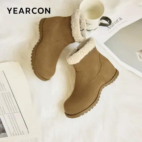 意尔康女鞋冬季加绒保暖女士东北雪地靴户外休闲短靴棉鞋内增高图片