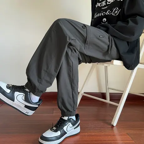 唐狮秋冬休闲长裤男束脚裤百搭日常显瘦运动风时尚感灰色男裤TUTA商品大图