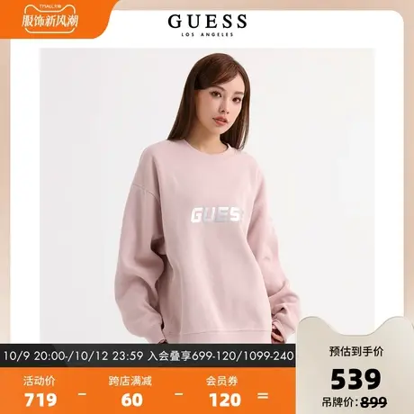 GUESS23年新款秋女士刺绣logo圆领毛圈内里休闲卫衣-Q3PP22K2Q40图片