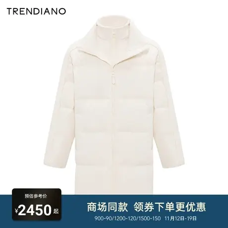 TRENDIANO官方毛织肌理拼接宽松翻领羽绒服外套潮2023新款冬季商品大图