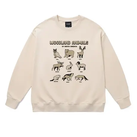 可爱动物搞怪圆领卫衣创意印花美式复古外套2023新款情侣装秋冬季商品大图