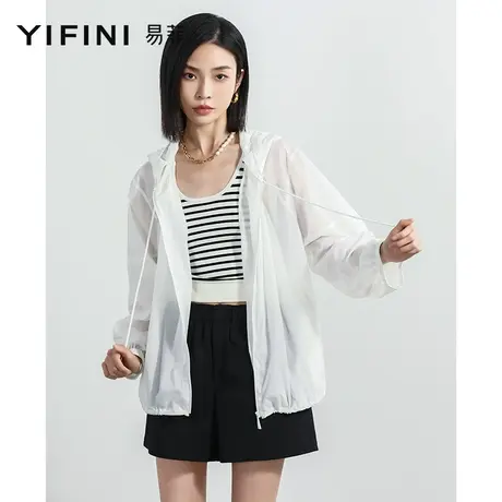 Yifini/易菲可脱卸连帽薄款长袖宽松防晒服女夏装新款外套商品大图