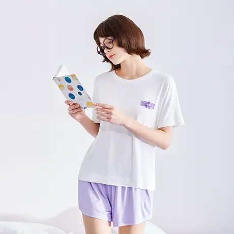 润微茶肌抑菌家居服女夏款女士休闲夏季宽松套装睡衣可外穿商品大图