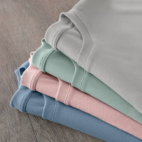 纯棉t恤男士长袖潮牌潮流宽松纯色圆领上衣服全棉内搭打底衫秋衣商品大图