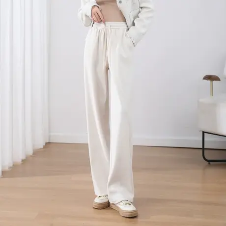 时尚气质休闲裤2023年秋季新款女士简约宽松高腰显瘦通勤阔腿长裤商品大图