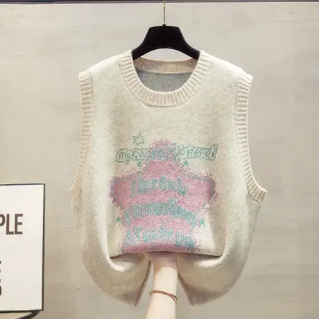 大码圆领针织马甲背心女2025春秋新款宽松外穿上衣外搭毛衣坎肩潮图片