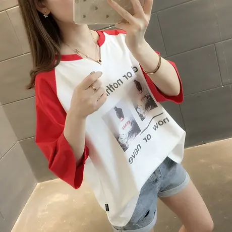 纯棉短袖T恤女装宽松2024年新款春季洋气中长款设计感打底衫爆款商品大图