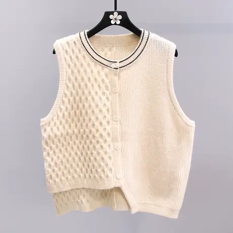 不规则设计感外搭针织马甲女秋冬2023新款宽松学院风毛衣开衫背心图片