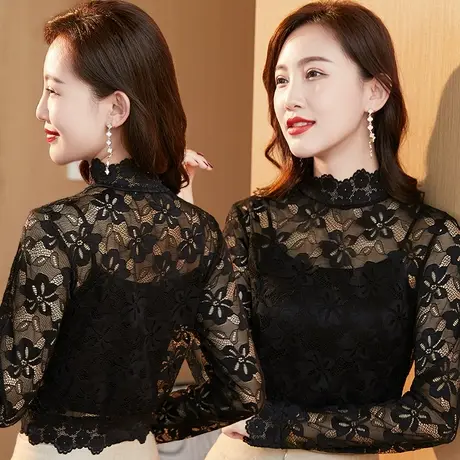 芙黛怡半高领百搭打底衫假领子春秋高档镂空2022新款时尚洋气内搭图片