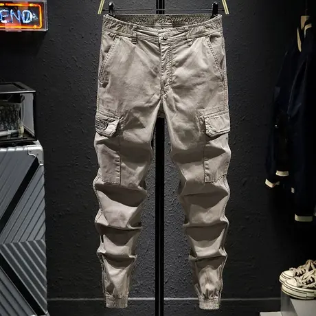 春秋款工装裤男束脚长裤子男士休闲裤韩版宽松潮牌痞帅百搭哈伦裤图片