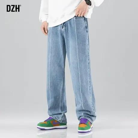 男生蓝色牛仔裤男直筒潮牌宽松秋季裤子2023新款休闲长裤百搭男裤商品大图