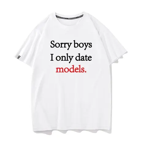 秀洛抱歉sorry我只约模特搞笑恶搞半袖男美式辣妹高街短袖T恤衣服商品大图