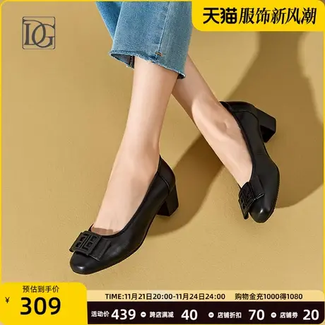 真皮浅口单鞋女粗跟2024春秋季新款舒适软面中老年头层牛皮妈妈鞋图片