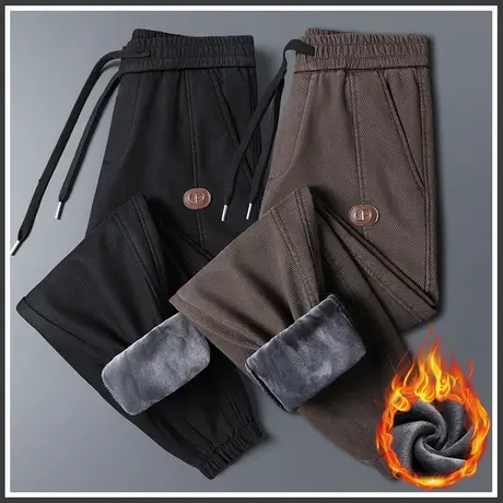 冬季男款哈伦加厚加绒裤秋冬款束脚防风抗寒工装2024新款休闲裤子商品大图