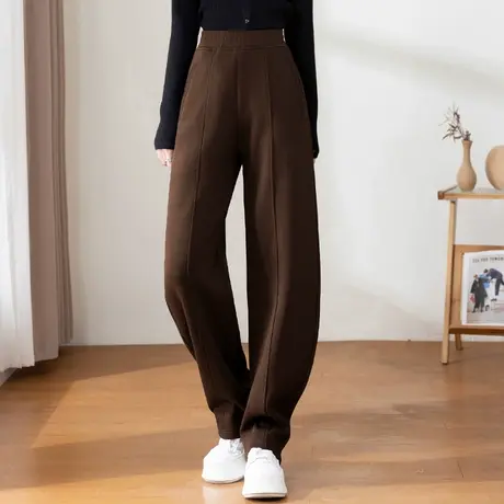 加厚加绒裤子女秋冬款卫裤阔腿裤运动裤2023新款爆款雅痞裤弯刀裤图片