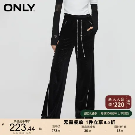 ONLY奥莱2023秋季新款休闲百搭棋盘格高腰阔腿裤休闲裤商品大图