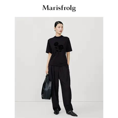 【爆款补单】玛丝菲尔2025新款多色复古圆领舒适棉质短袖t恤上衣图片