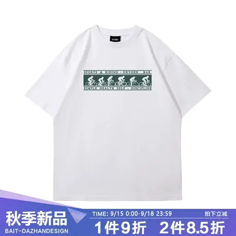 情侣短袖美式复古运动sportyrich同款健身骑行字母宽松慵懒T恤棉商品大图