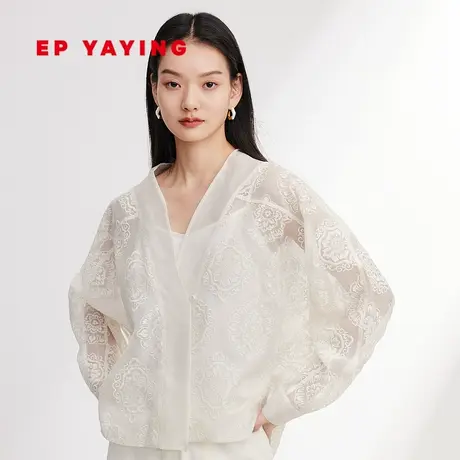 雅莹国风|民族系列 真丝交领刺绣衬衫 2024春装新款2242A图片