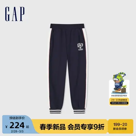 Gap男幼童2024春季新款logo撞色条纹松紧束口裤大小童同款长裤商品大图